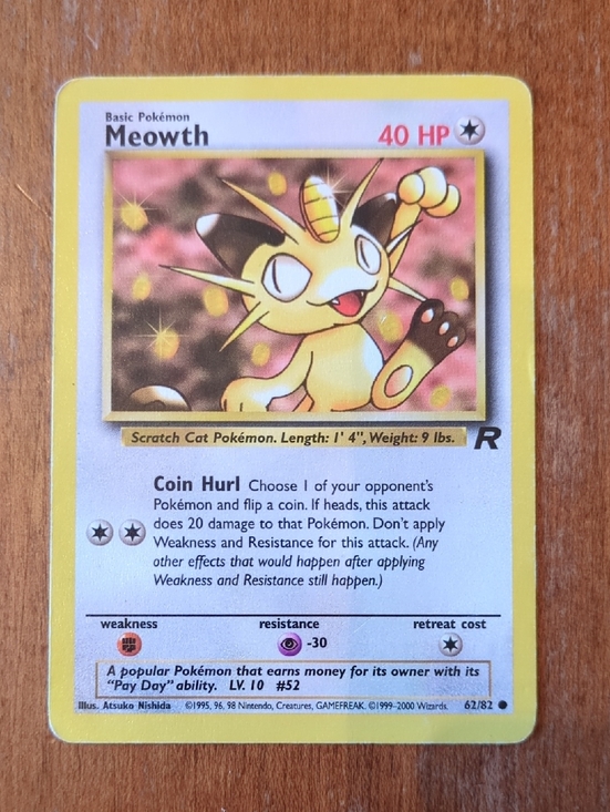 Nintendo Other - Vintage Meowth Pokemon Card